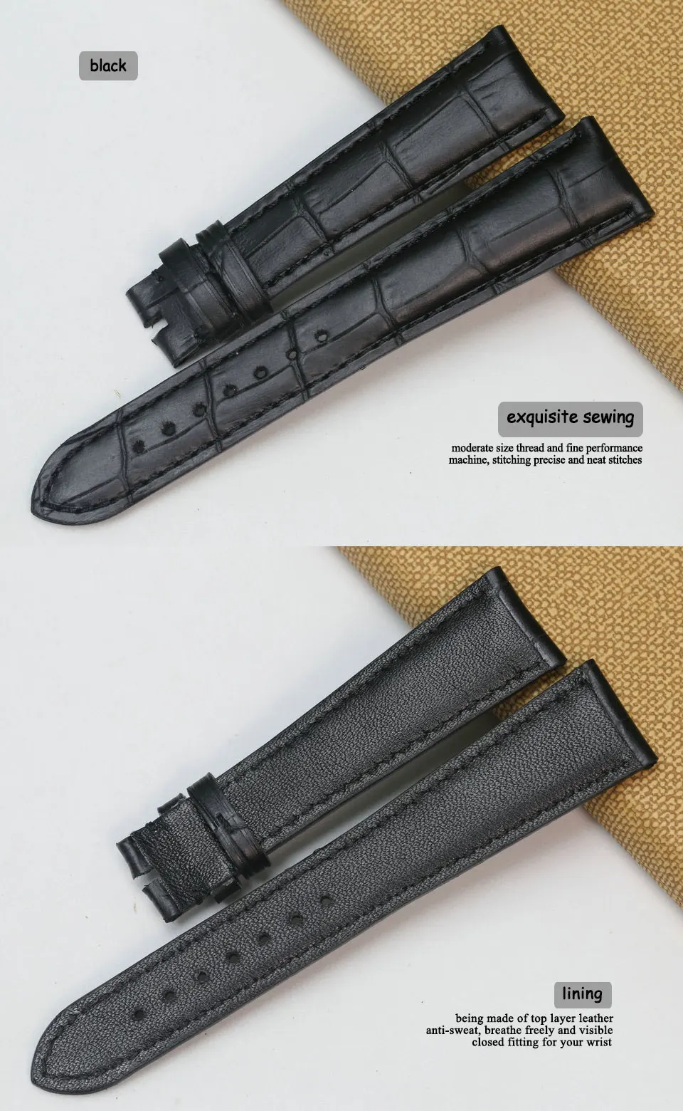 Pesno 20 мм телячьей кожи Топ Слои кожи watchstrap черный, темно-коричневый, темно-синий Смотреть Band Для мужчин часы аксессуар для зенит