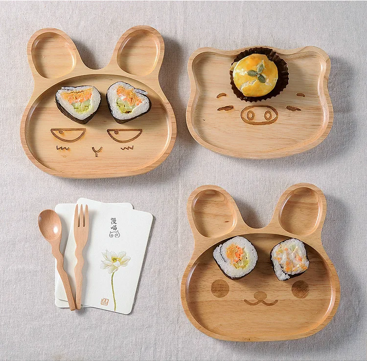 Zakka креативный ребенок с деревянным поддоном деревянная тарелка мультяшная