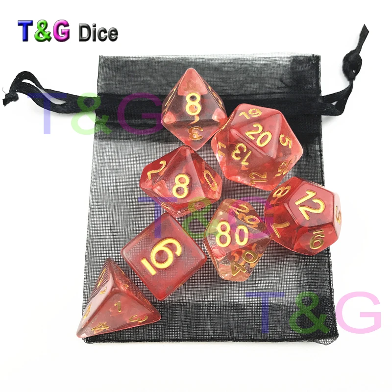 T& G крутые кости набор удивительный эффект туманности DND 7 шт d4-d20 с мешком из органзы как рождественский подарок
