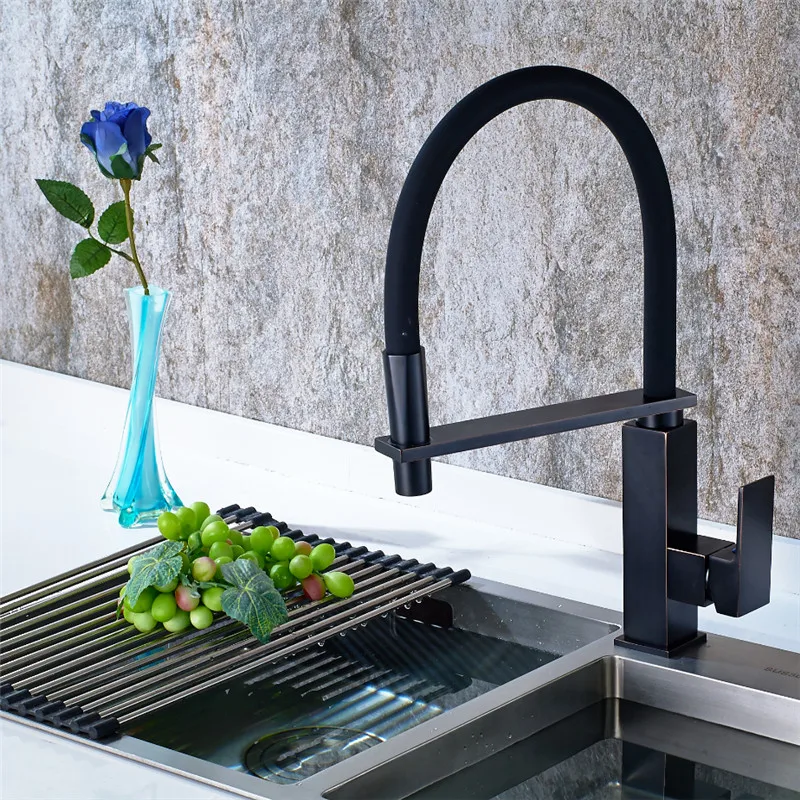 Новейший кухонный кран вытяжной с поворотом на 360 градусов Матовый одной ручкой