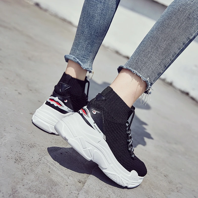 Женские кроссовки с акулой; scarpe donna; женская обувь на платформе; Модные Повседневные кроссовки на плоской подошве; женская обувь; Лидер продаж; Zapatos De Mujer