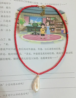 beadpearlnecklace2 Boho пресноводного жемчуга колье перидинкле кулон ожерелье женщины erkek klye bijoux femme ожерелье из бусин collares de moda - Окраска металла: beadpearlnecklace2