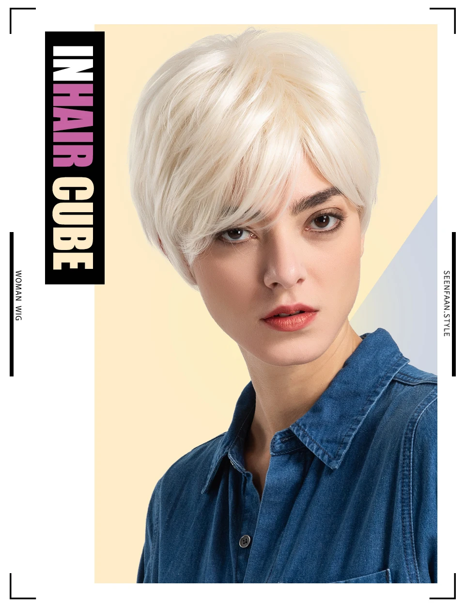 Inhair Cube короткие синтетические парики для женщин натуральные прямые пушистые Многослойные короткие волосы парик с челкой европейский стиль