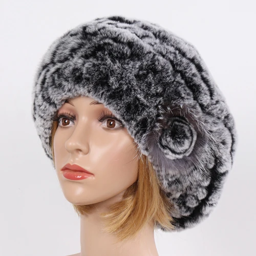 grey Новинка, настоящий мех кролика, шапочки, женская вязаная шапка, натуральный настоящий мех кролика, берет, шапки для девушек, зимние теплые шапки из натурального меха - Цвет: grey
