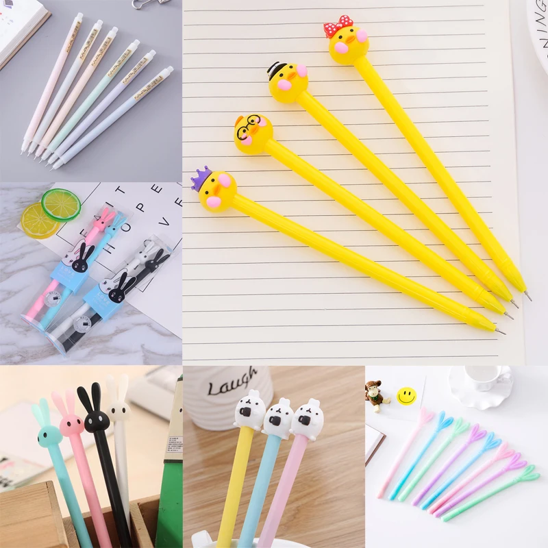 Цветной Кролик Утка гелевая ручка милый забавный Kawaii школьный аксессуар Kawai офисные канцелярские принадлежности вещь дети Стационарный магазин товары