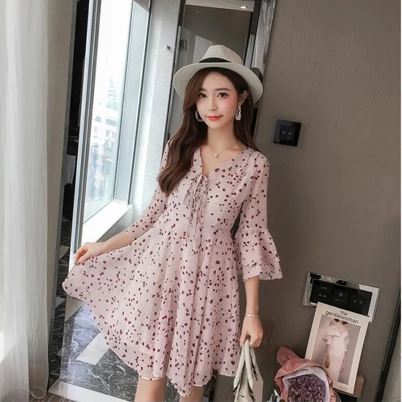 Женское пляжное платье Boho с коротким рукавом и треугольным вырезом вечернее