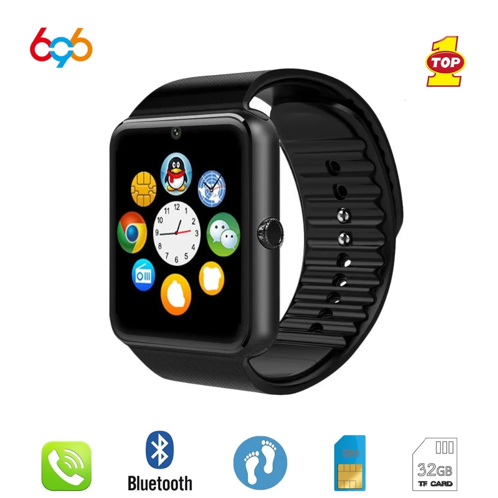 696 Bluetooth Смарт часы GT08 со слотом для sim карты Push Message подключение Android и IPhone Smartwatch