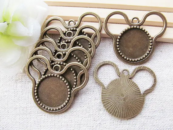 10 шт. античный серебряный тон/античная бронза основа для Микки Мауса оправа