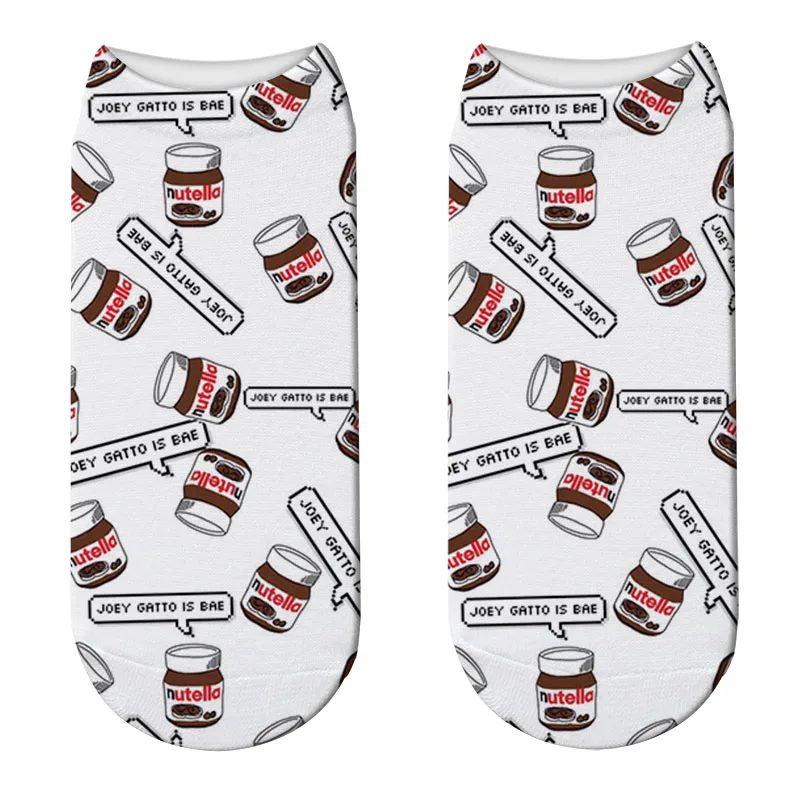Kawaii Nutella/носки с 3D принтом женские милые носки хлопковые с забавным Femme Повседневные популярные корейские носки до щиколотки Spaort Sox