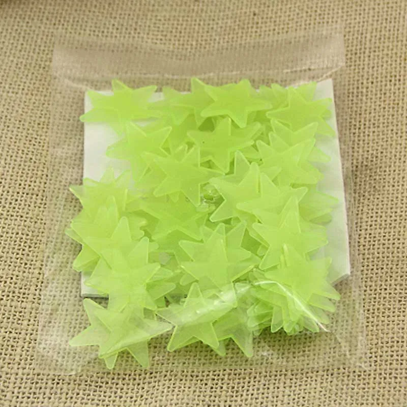 Light green Хорошее качество, 50 шт., 3D стикер со звездами, светящиеся в темноте, светящиеся украшения для детской комнаты, спальни, вечерние, флуоресцентные декорации ZY036 - Цвет: Light green