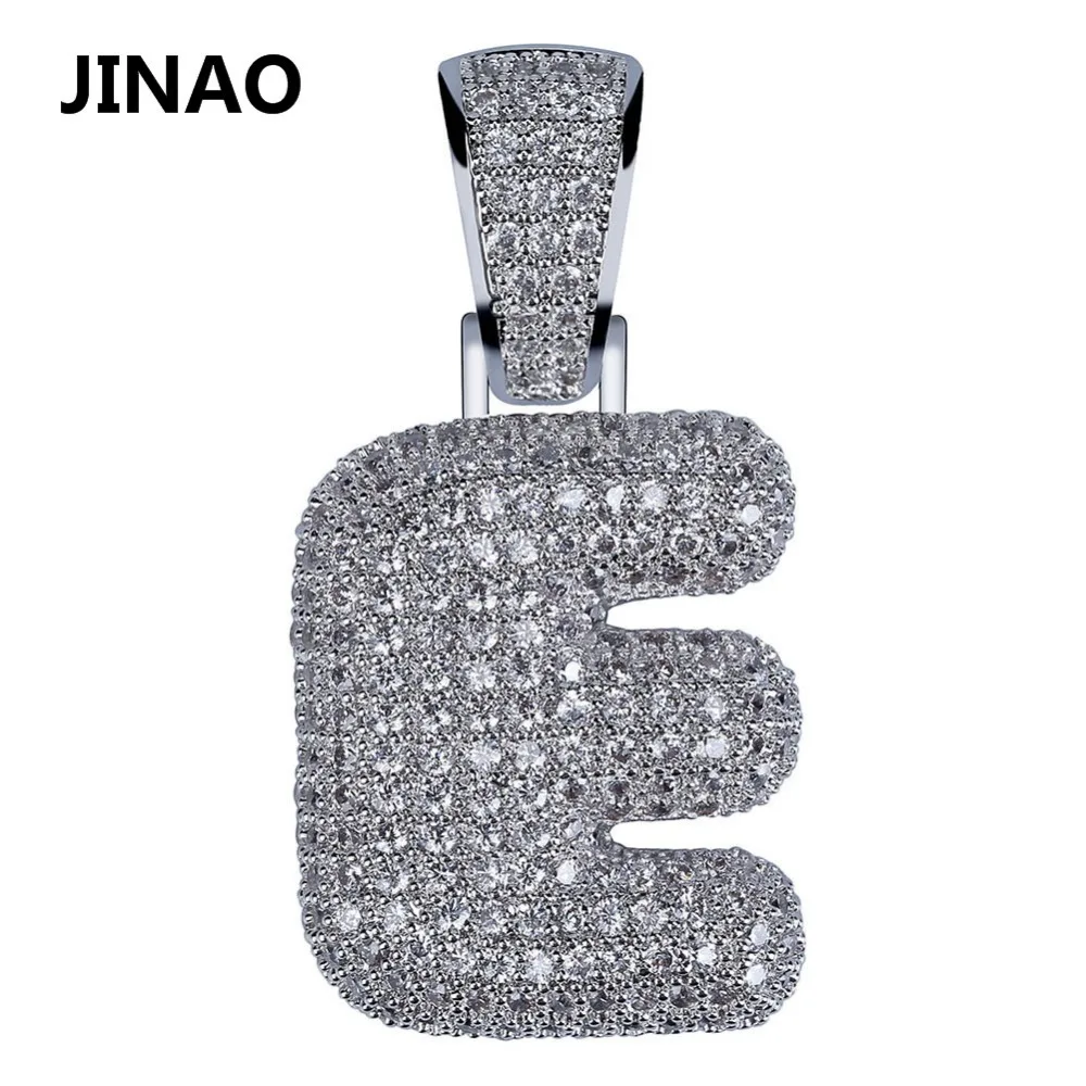 JINAO хип-хоп Iced Out пользовательские Пузырьковые буквы кулон ожерелье микро Pave AAA+ Циркон с веревкой Чиан и теннисная цепь DIY ювелирные изделия