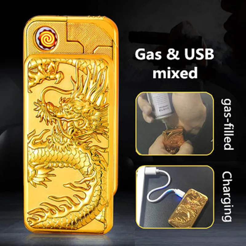 USB электрическая и бензиновая Зажигалка двойного назначения перезаряжаемая 1300C