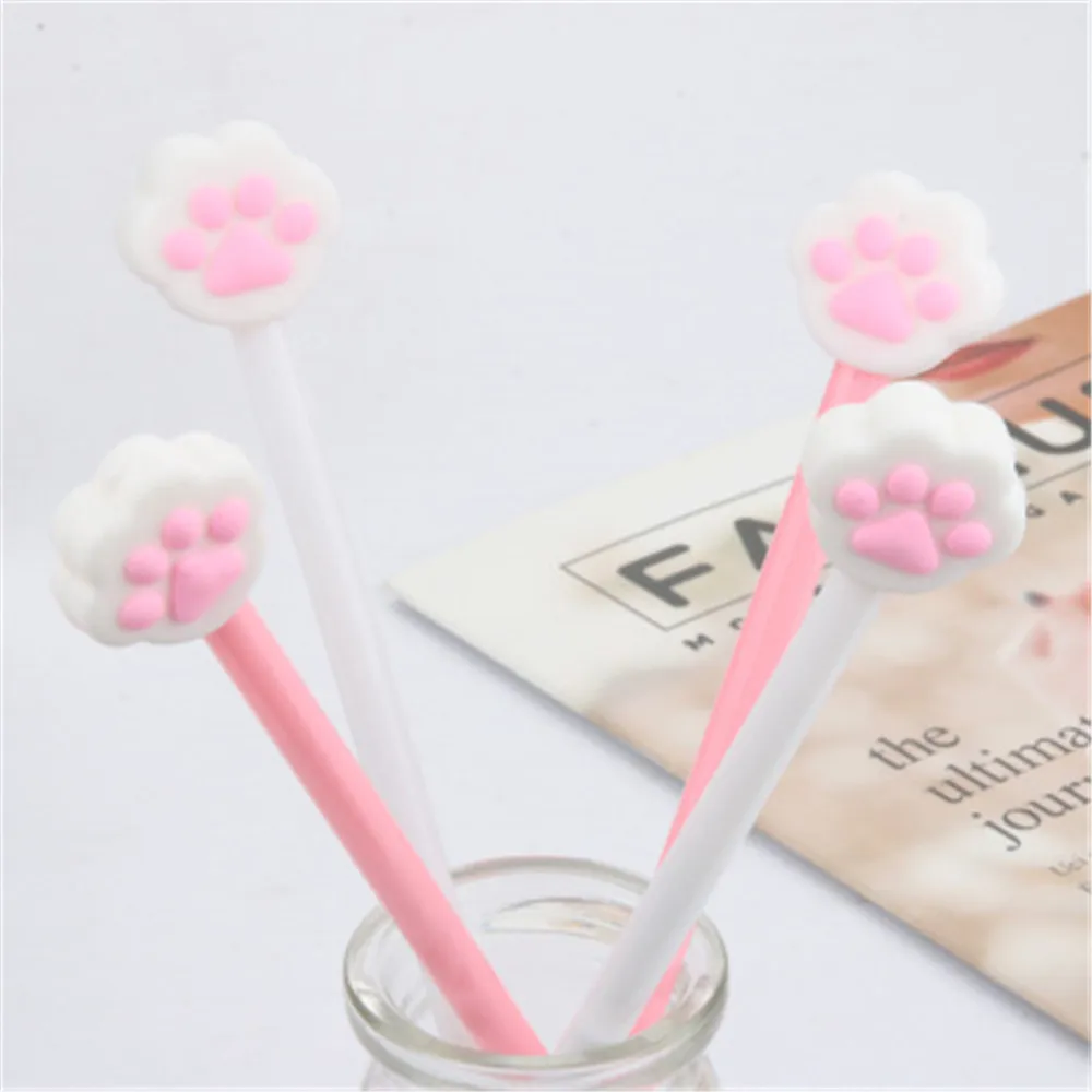 1 шт. красивая кошачья лапа для девочек гелевые черные чернила ручки цветная