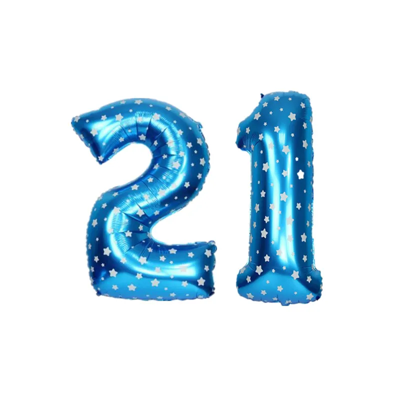 blue21 32 дюймовые воздушные шары из фольги, большие цифры, гелиевые шары, 16, 18, 21, день рождения, товары для вечеринок, свадебные украшения - Цвет: blue21