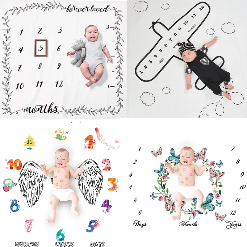 Новорожденный ребенок ежемесячный рост веха одеяло пеленать обертывание письмо