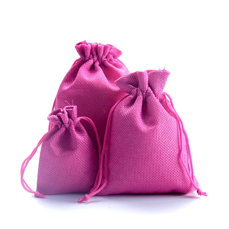 1 Piece(7x9cm) Linen Jute Drawstring Gift Bags Jewelry Packaging Bag Wedding Party Decoration Favors Drawable Gift Bag& Pouche