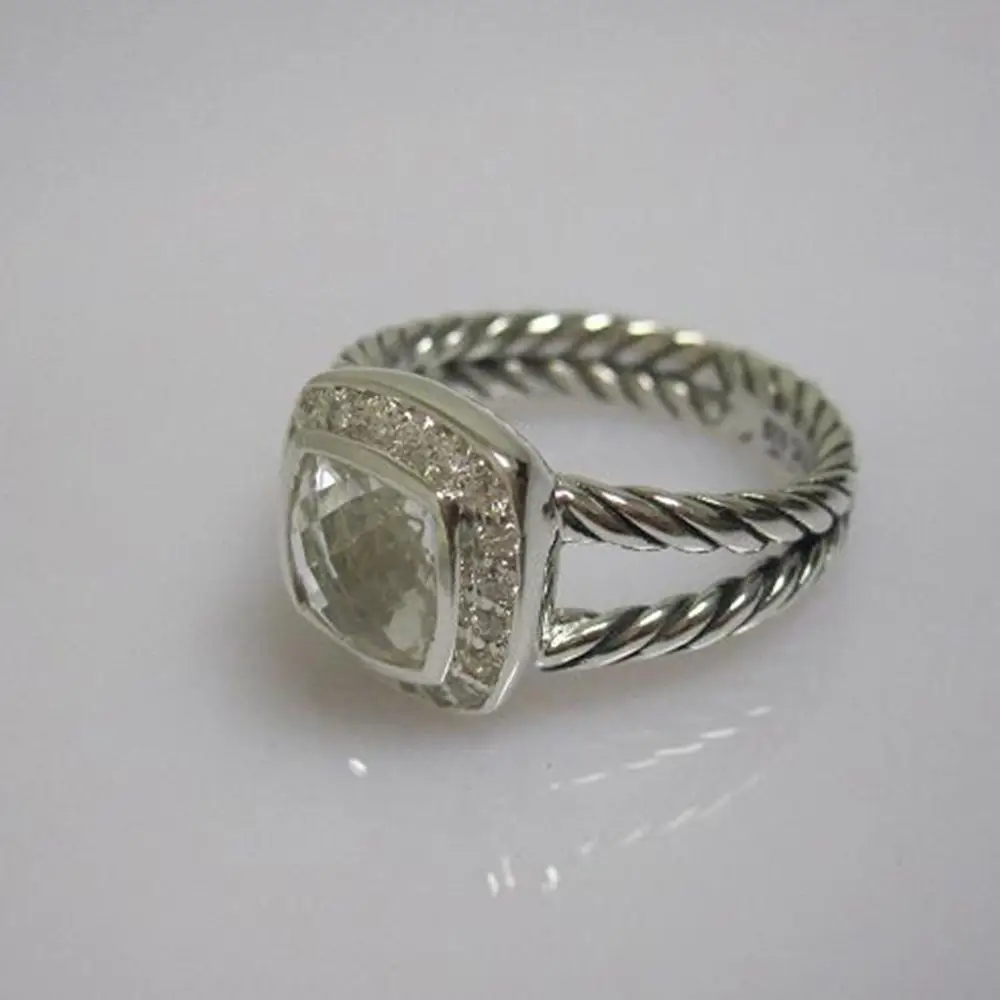 White Topaz 925 пробы серебряный с аметистом черный оникс голубой топаз, Цитрин Сапфир гранат хризолит Белый Агат морганит 7 мм кольцо Для женщин кольцо - Цвет камня: White Topaz