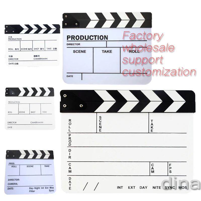 Clapperboard Clapper доска Slate Cut Prop акриловая 29 8*24 8 см Видео Сцена Профессиональный