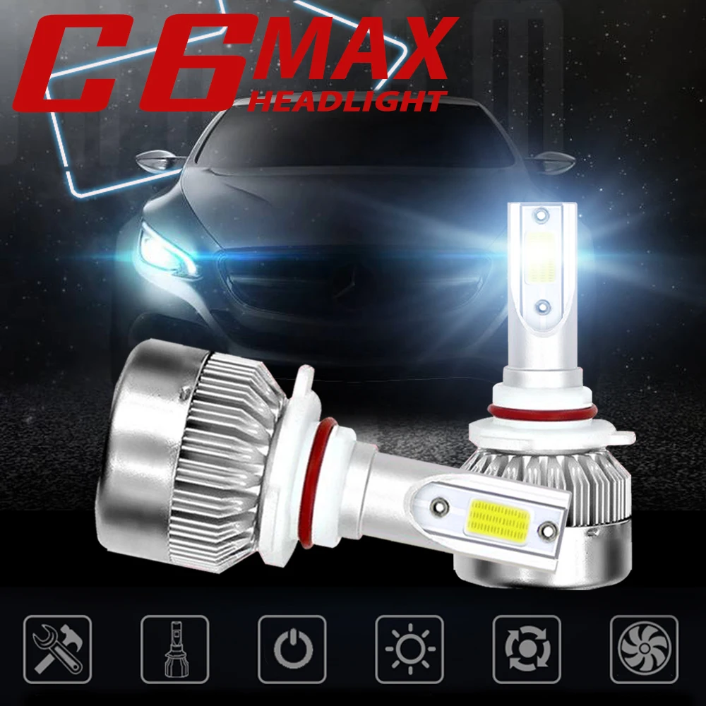 2 шт. светодиодная мини Фара C6 MAX H4 H1 H7 H8/H9/H11 9005 H4/9003 72 Вт 8000 лм 6000 К для