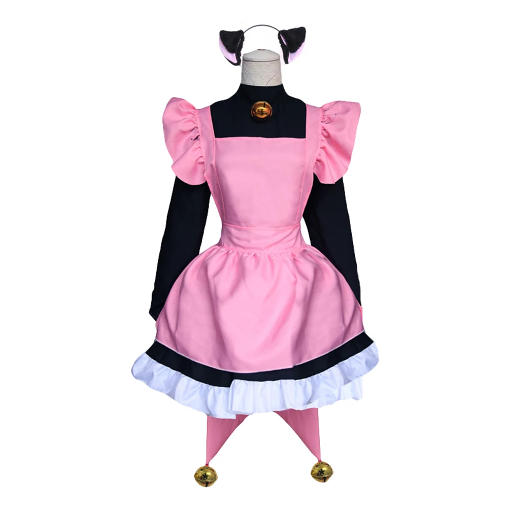 Brdwn Cardcaptor Sakura Girls Kinomoto Racker Cat Косплей Костюм с маленьким колокольчиком фартук