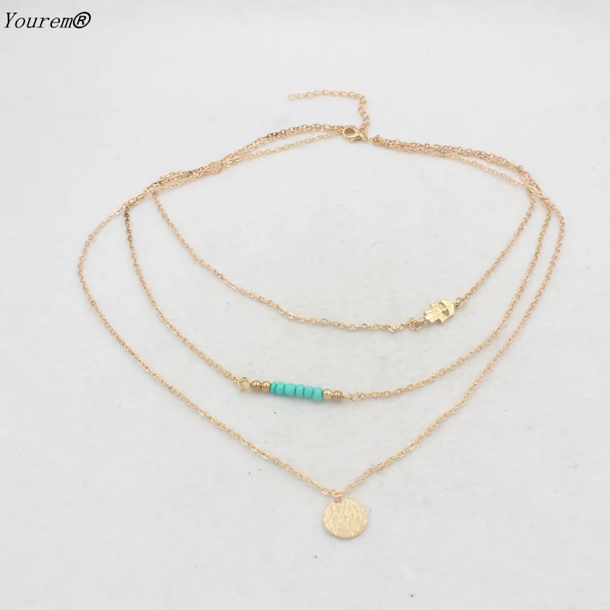 multi layered bohemia beads necklaces for women girls gift nickel free alloy fj023 | Украшения и аксессуары