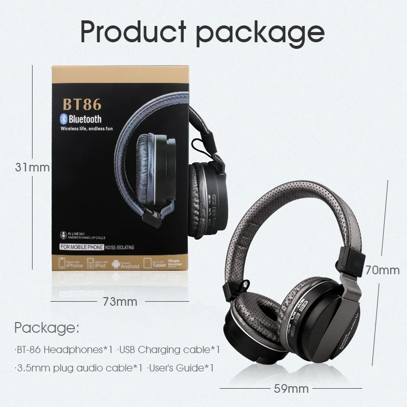 SYLLABLE BT86 Стерео Bluetooth наушники с шумоизоляцией Over-Ear V3.0 гарнитура для Android и iOS с микрофоном.