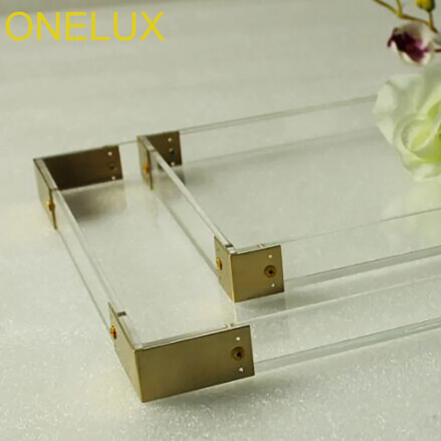 (2 шт./лот) прозрачные лотки для хранения косметики Lucite с металлическими