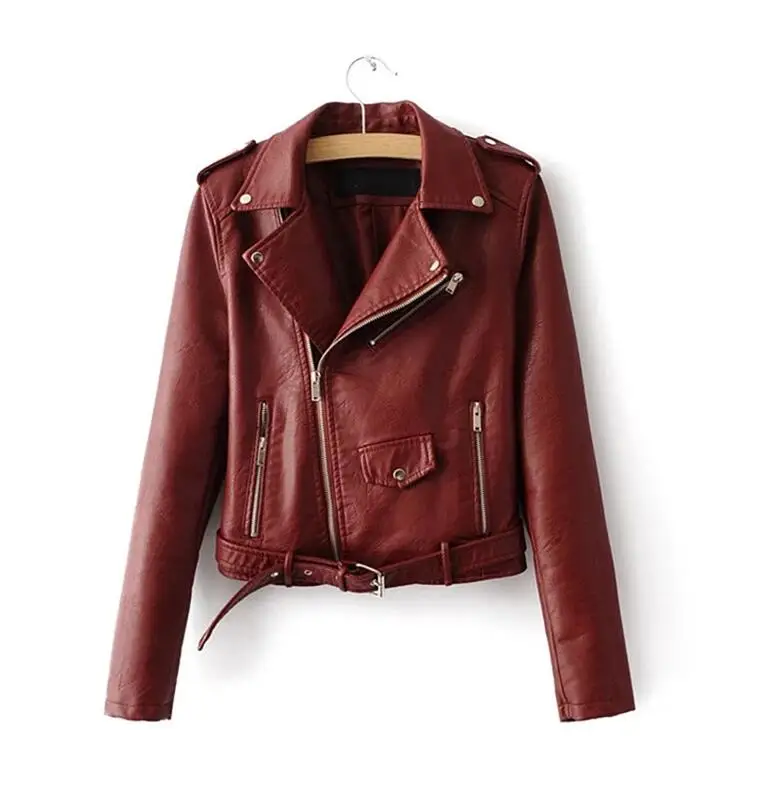 2018 Spring autumn new Faux Leather Jackets Women Casual Zipper Short Basic Coat women Motorcycle leather coat Black Yellow Pink | Женская