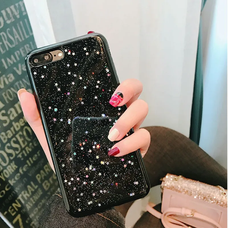 Glitter Bling Clear Case for iphone 7 8 Plus XS Max 5 5S se Star Cover Coque 6 6s XR X 10 Cases |