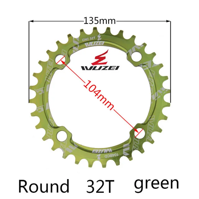 Green 32T Round Одна узкая ширина система скорости Crown 104 Bcd 1 Rodada 38 36 34 32 T Mtb 9 10 11 S 1*11 крест кольцо - Цвет: Green 32T Round