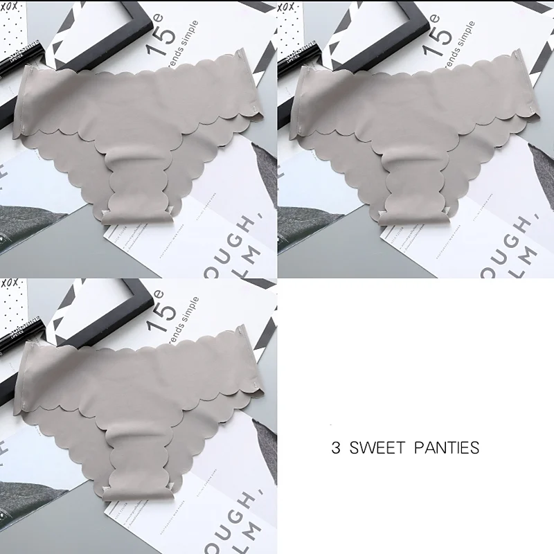 3PCS Gray 3 шт., сексуальные трусики, женские бесшовные трусики, дамское нижнее белье, интимное женское нижнее белье для женщин, сексуальные трусы, женские бесшовные трусики - Цвет: 3PCS Gray