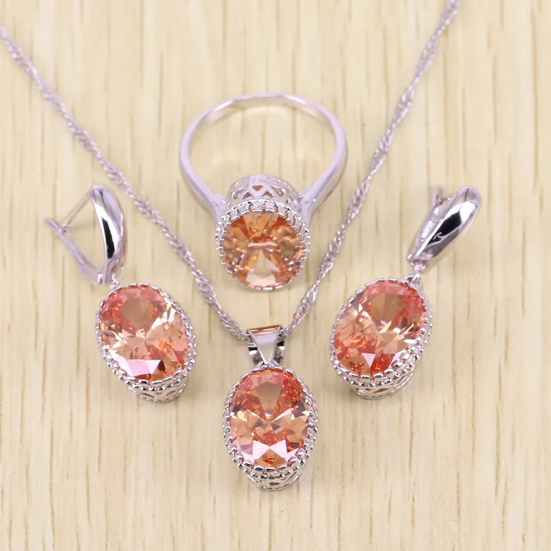 Сверкающие оранжевый Morganite Браслеты Ювелирные наборы для Для женщин ангельский