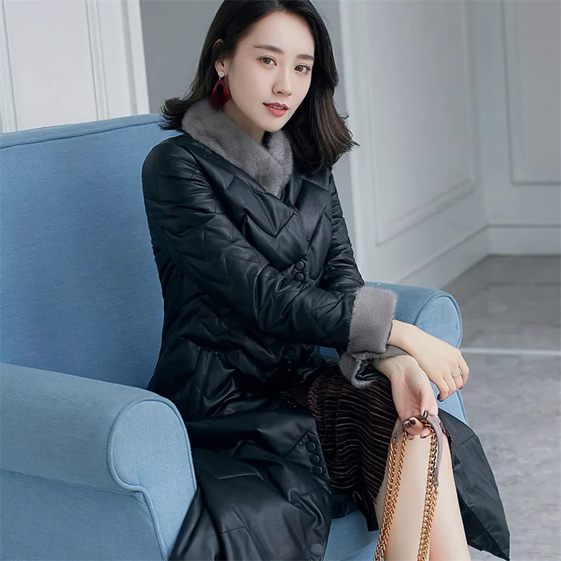 Осенняя Женская куртка женская зимняя парка из овечьей кожи женский норковый