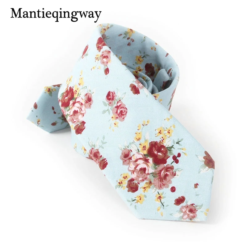 Mantieqingway Винтажный Мужской цветочный галстук на шею синий и белый хлопок повседневные модные галстуки для мужчин s Свадебная вечеринка Цветочные Галстуки Галстук