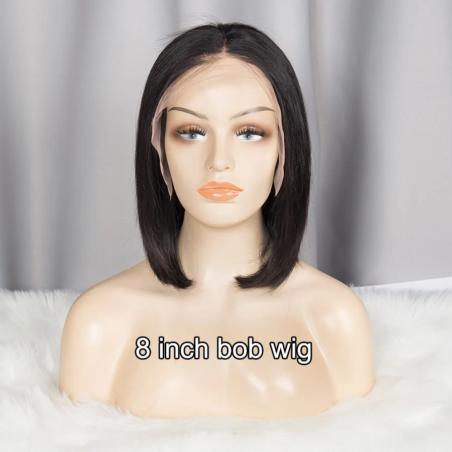 Бразильский Прямо человеческих волос Боб Парики Для женщин Синтетические волосы