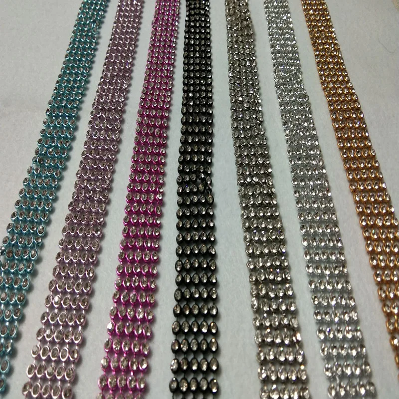 ZYOKRA 30 см длина качественные блестящие прозрачные стразы с разноцветными металлическими лентами Металлическая Лента Сделай Сам шитье украшение для дома и вечеринки