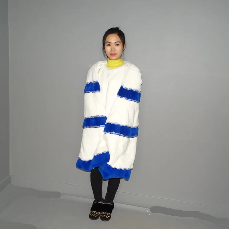 2018 new style real rex rabbit fur shawl female full pelt coat women long section winter jacket | Женская одежда