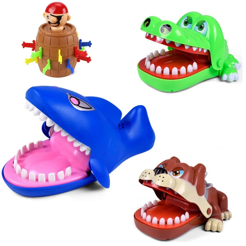 

Funny Bulldog Shark Crocodile Mouth Dentist Pirate Bucket Tricky Fingers Game Novelty Toys Bite Finger Game Intellectual Game