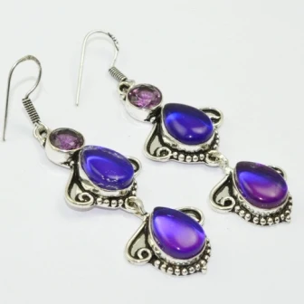 

Rainbow Topas , 72 mm, Silver Overlay on Copper Earrings, E1821