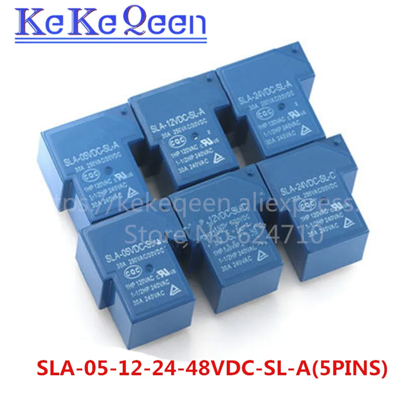 Мощность реле SLA-05VDC-SL-A SLA-12VDC-SL-A SLA-24VDC-SL-A SLA-48VDC-SL-A 5V 12V 24V 48V 30A 5PIN T90 группа нормально разомкнутый