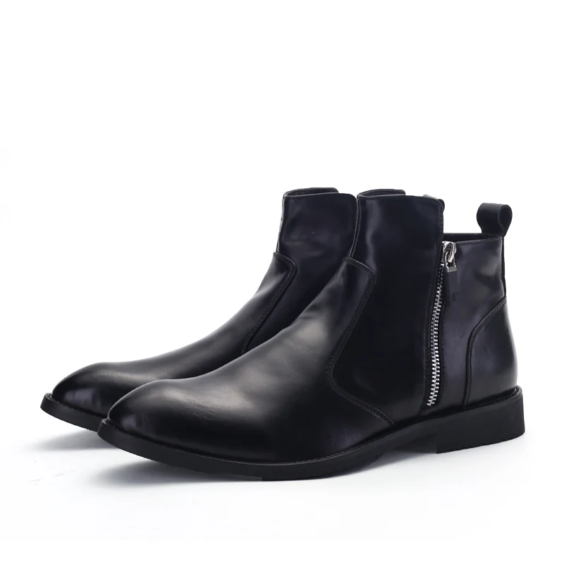 Spring Black FJLK5 Misalwa/мужские Ботильоны на молнии матового цвета; роскошные ботинки с перфорацией типа «броги» в британском стиле; сезон зима-весна; мужские кожаные ботинки - Цвет: Spring Black FJLK5
