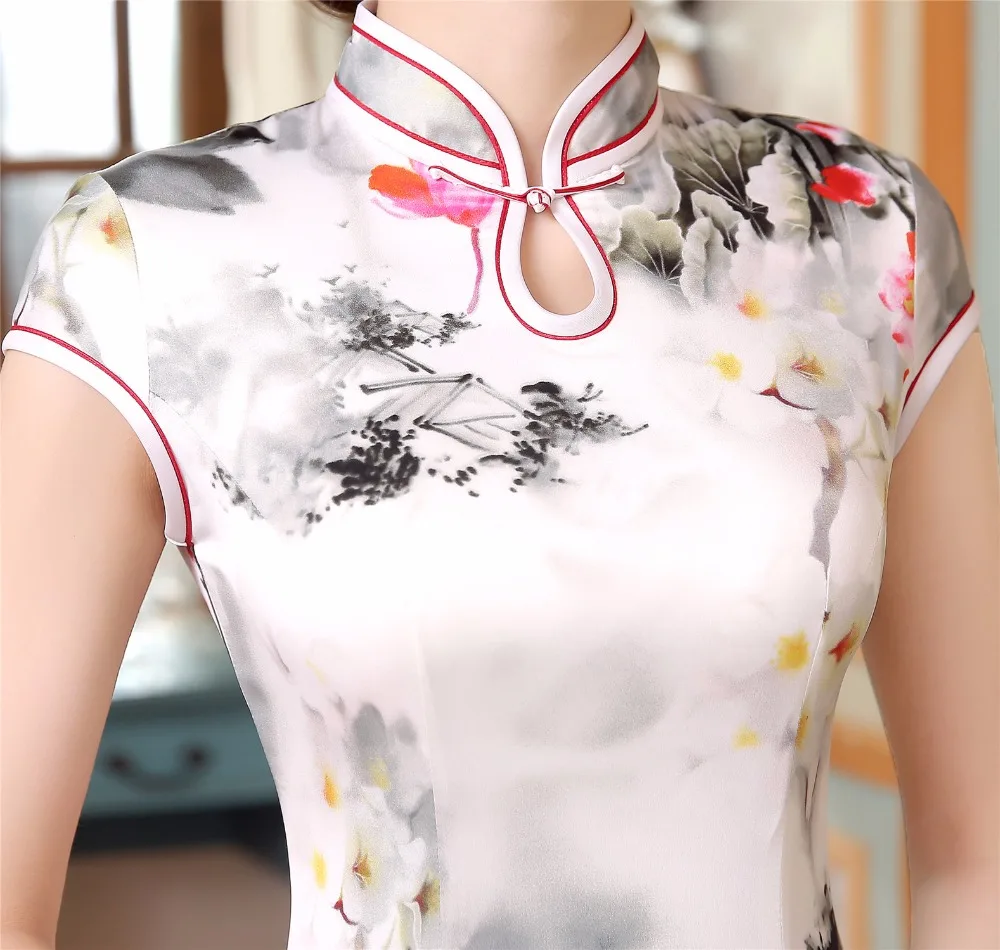 Винтажное длинное платье в китайском стиле с коротким рукавом|cheongsam dress|cheongsam style