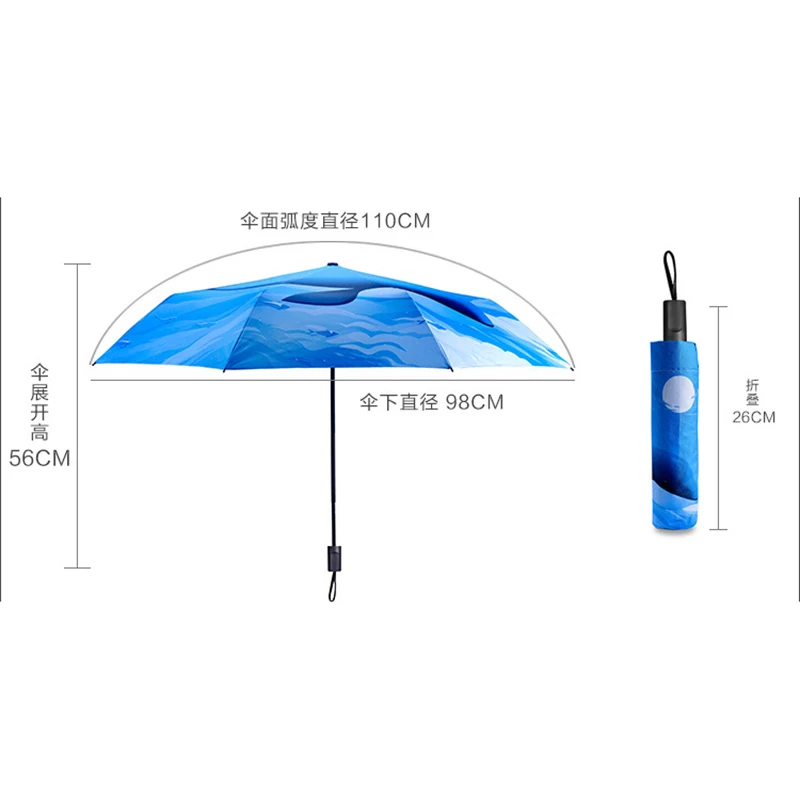 

YADA Blue Cartoon Sea whale DIY Umbrella Rain Women uv High Quality Summer Umbrella For Womens Windproof Folding Umbrellas YS104