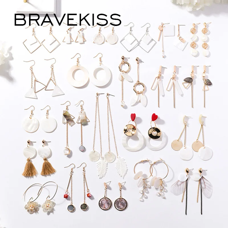 Женские серьги подвески BRAVEKISS Vsco простые геометрические в виде ракушки из