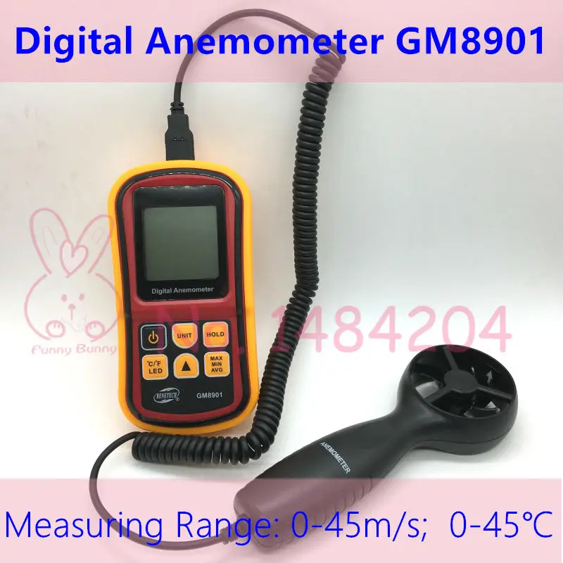 Цифровой анемометр GM8901 скорость воздуха 0-45 м/с температура с измеритель скорости
