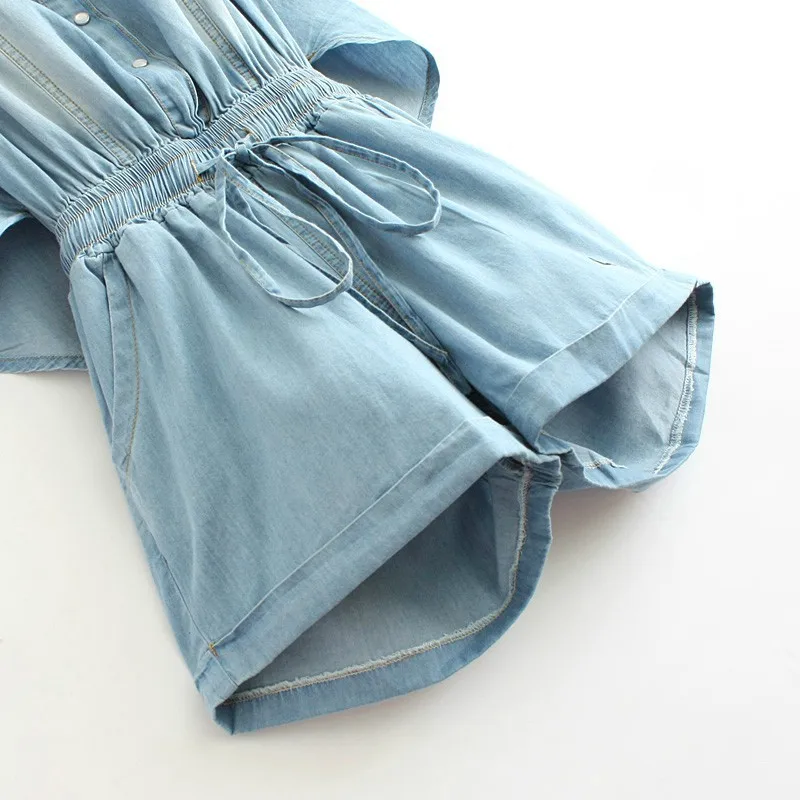 Denim Jumpsuit for lady 2013 loose Lapel pinched Elastic waist denim pants embroidery Rompers women firee shipping |