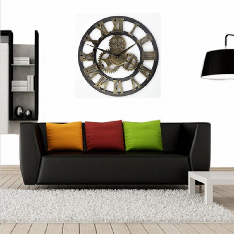 Настоящие 3D винтажные декоративные большие настенные часы на стене | Дом и сад