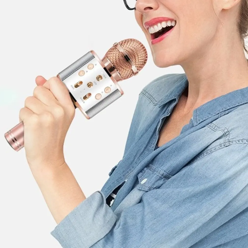 Wireless Microphone Audio Mobile Phone Microphones Karaoke Microphone Portable KTV Karaoke Machine with Speaker