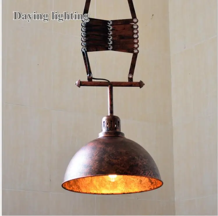 L Ретро промышленный ветер кованого железа подъема телескопическая люстра