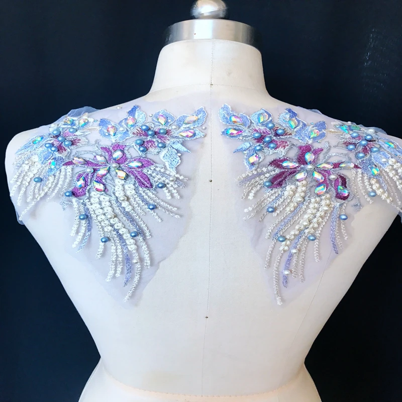 2 шт. декоративная аппликация из бисера и кружева|Кружево| |